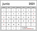Blanco Calendario Junio 2021 Con Feriados Y Feriados Para Imprimir