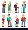 Old people cartoon characters set senior Vector Image