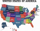 US 50 Staaten-map - US-Karte 50 Staaten (Nordamerika - und Südamerika)