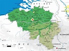 Mapa grande elevación detallada de Bélgica con las divisiones ...