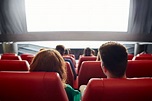 Happy Couple Watching Movie in Theater or Cinema Stock Photo - Image of ...