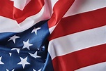 Bandera estadounidense. bandera de estados unidos ondeando, de cerca ...