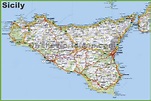 Large detailed road map of Sicily