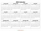Yearly Calendar 2021 | Free Download and Print