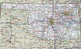 Oklahoma state large detailed roads and highways map with all cities ...