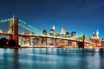 usa, River, Bridge, Skyscraper, New, York, City, Night, Fairy, Lights ...