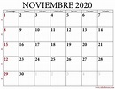 Calendario de noviembre de 2020 para imprimir gratis - Calendarena