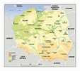 Geografische Karte von Polen: Topografie und physische Merkmale von Polen