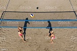 Beach Volleyball Top View Sports And Beach Sports Photographed From The ...