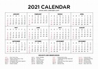 Printable Monthly Calendar 2021