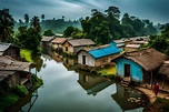 Premium Photo | A village on the amazon river