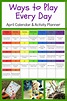 Ways to Play Every Day-April Activity Calendar for #Preschoolers ...