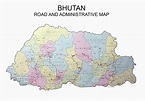 Detailed road and administrative map of Bhutan. Bhutan detailed road ...