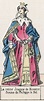 La regina Giovanna di Navarra, moglie di Filippo il Bello (incisione a colori)