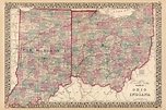 County and Township Map of the States of Ohio and Indiana - Art Source ...