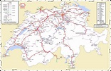 Switzerland train map - Train travel in switzerland map (Western Europe ...