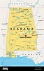 Alabama, AL, politische Karte mit der Hauptstadt Montgomery, Städten ...