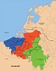 Map of the Low Countries, showing the principal cities and the ...