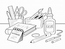 Free printable school supplies coloring page. Download it at https ...