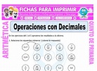 Operaciones con Decimales para Quinto de Primaria - Fichas