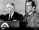 Attorney General John Mitchell and President Richard Nixon at a press ...
