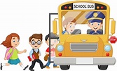 Premium Vector | Cartoon happy children boarding a school bus