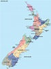 Map of New Zealand regions: political and state map of New Zealand