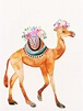 Camello Floral. Pegatina de vinilo. acuarela. impermeable. | Etsy