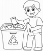 Boy Recycling Isolated Coloring Page for Kids 16920930 Vector Art at ...