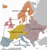 Las regiones de Europa - Tamaño completo
