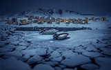 Download wallpapers the city, ice, qinngorput, night, nuuk, greenland ...