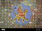 Mural, Kota-School Hindú, la diosa Durga cabalgando sobre un tigre ...