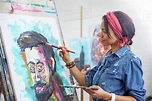 Female artist painting in art studio - Stock Photo - Dissolve