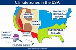 The climate zones in the USA