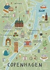 Copenhagen Illustrated Map Danish Art Print City Map - Etsy ...