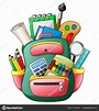 Bolsa de escuela con útiles escolares Vector de stock por ©dualoro ...