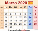 Calendario marzo 2020 en Word, Excel y PDF - Calendarpedia