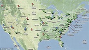 Map of nukes and warheads on mainland America