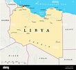 Libia Mappa Politico con capitale di Tripoli, con i confini nazionali e ...
