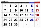 Calendario junio 2021 en Word, Excel y PDF - Calendarpedia