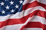 Bandera estadounidense. bandera de estados unidos ondeando, de cerca ...