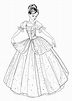 Dibujo para colorear una princesa con vestido de fiesta
