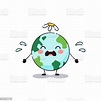 Vetores de O Planeta Terra Está Triste E Chorando Personagem Da Terra ...