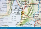 Geographic Map of Australia with Adelaide City Stock Photo - Image of ...