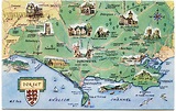 Postcard map of Dorset | Dorset map, England map, Tourist map