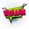 Wham. balão de quadrinhos cartoonish com efeito de meio-tom | Vetor Premium