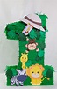 the number one is made out of grass with animals on it and a hat on top