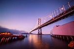 Bay Bridge with Treasure Island in San Francisco At Night Free Stock ...