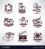 Cinema symbols and retro emblems collection Vector Image