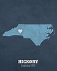 Hickory North Carolina City Map Founded 1870 UNC Color Palette Mixed ...
